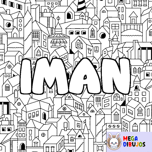 Coloraci&oacute;n del nombre IMAN - decorado ciudad