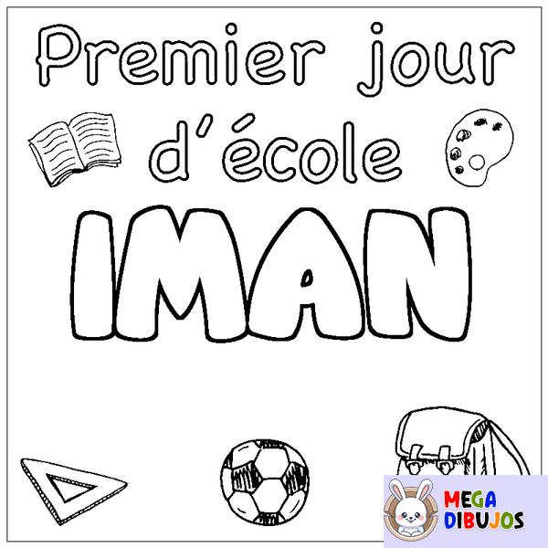 Coloraci&oacute;n del nombre IMAN - decorado primer d&iacute;a de escuela
