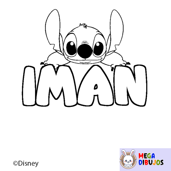 Coloraci&oacute;n del nombre IMAN - decorado Stitch