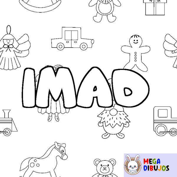 Coloraci&oacute;n del nombre IMAD - decorado juguetes