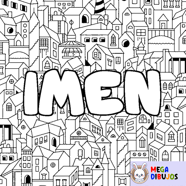 Coloraci&oacute;n del nombre IMEN - decorado ciudad