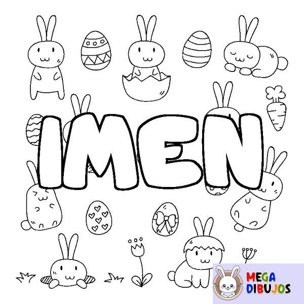 Coloraci&oacute;n del nombre IMEN - decorado Pascua