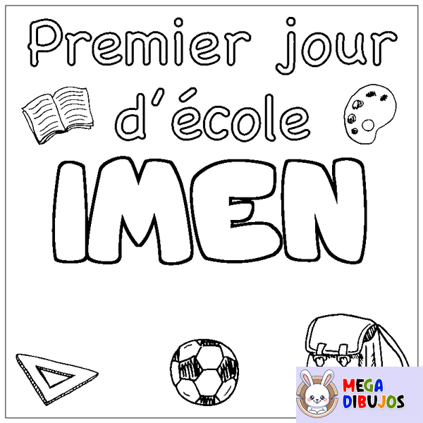 Coloraci&oacute;n del nombre IMEN - decorado primer d&iacute;a de escuela