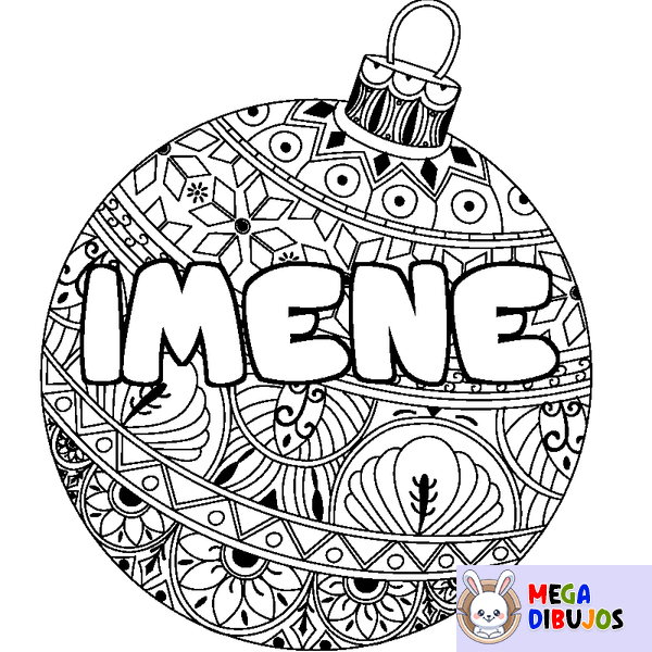 Coloraci&oacute;n del nombre IMENE - decorado bola de Navidad