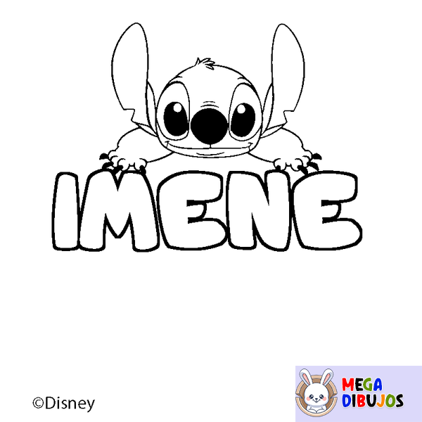 Coloraci&oacute;n del nombre IMENE - decorado Stitch