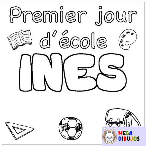 Coloraci&oacute;n del nombre INES - decorado primer d&iacute;a de escuela