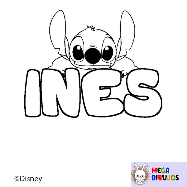 Coloraci&oacute;n del nombre INES - decorado Stitch