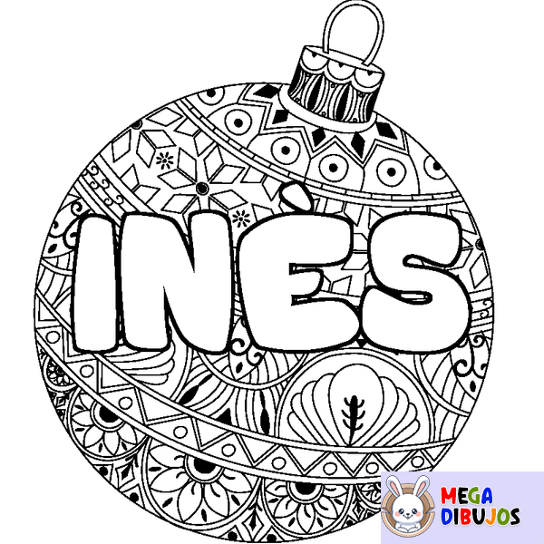 Coloraci&oacute;n del nombre IN&Egrave;S - decorado bola de Navidad