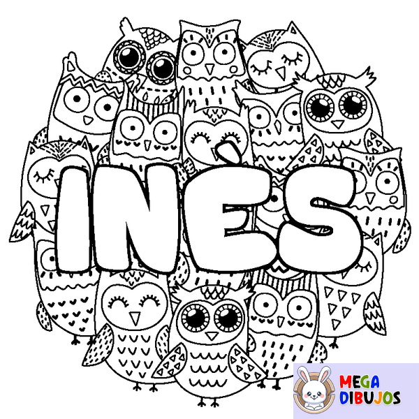 Coloraci&oacute;n del nombre IN&Egrave;S - decorado b&uacute;hos