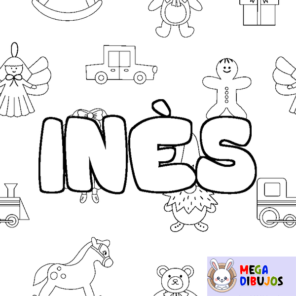 Coloraci&oacute;n del nombre IN&Egrave;S - decorado juguetes