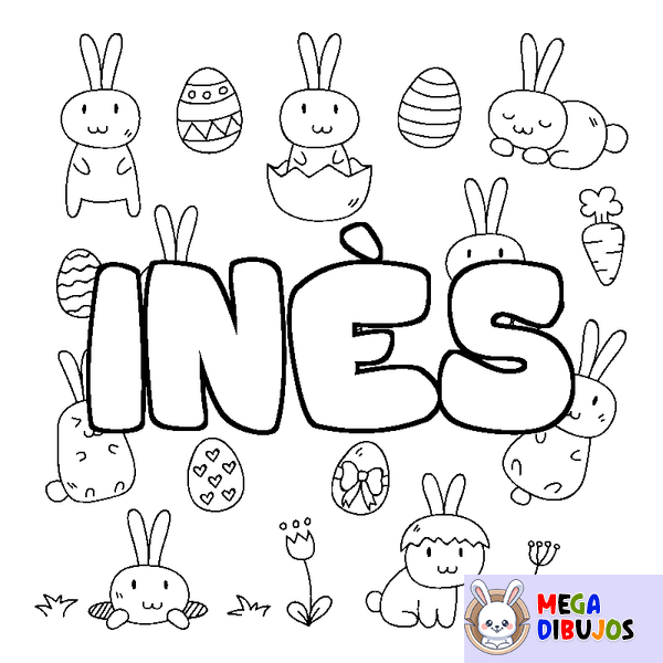Coloraci&oacute;n del nombre IN&Egrave;S - decorado Pascua