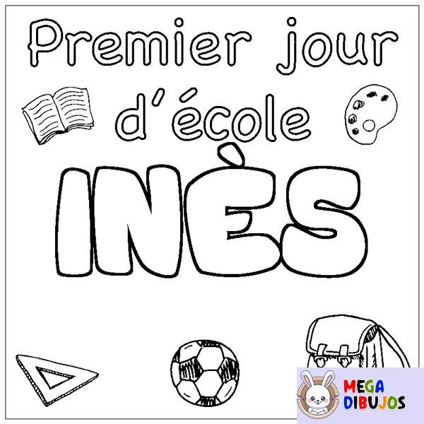 Coloraci&oacute;n del nombre IN&Egrave;S - decorado primer d&iacute;a de escuela