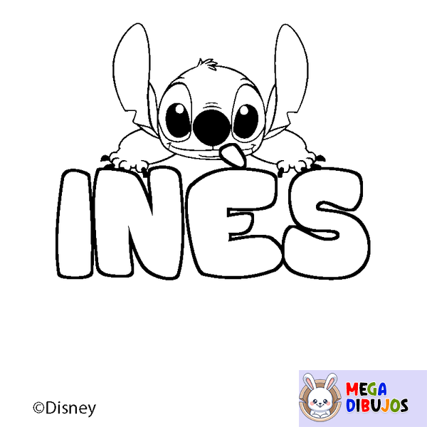 Coloraci&oacute;n del nombre IN&Egrave;S - decorado Stitch