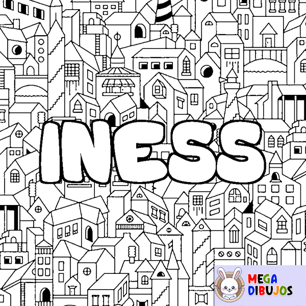 Coloraci&oacute;n del nombre INESS - decorado ciudad