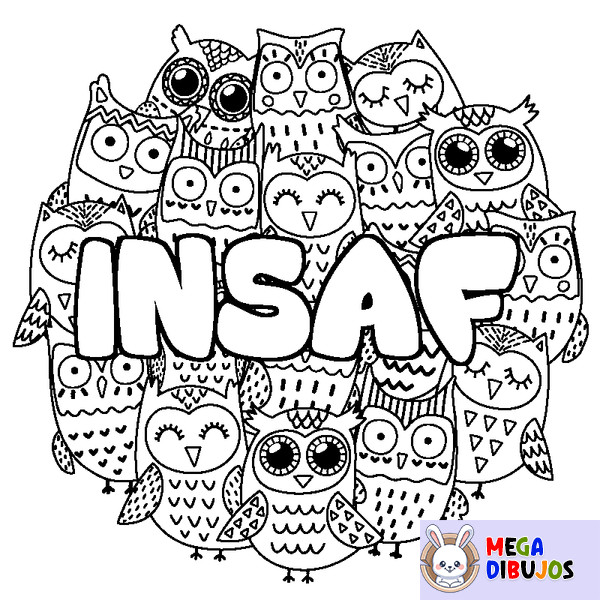 Coloraci&oacute;n del nombre INSAF - decorado b&uacute;hos