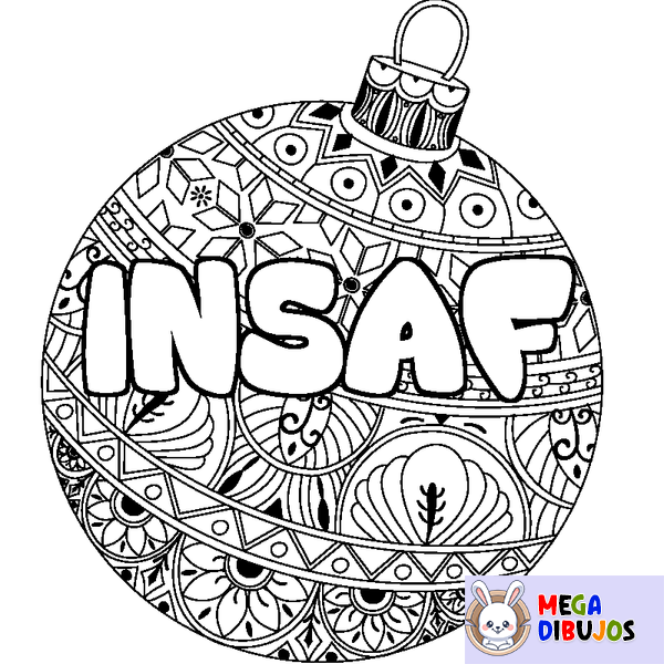 Coloraci&oacute;n del nombre INSAF - decorado bola de Navidad