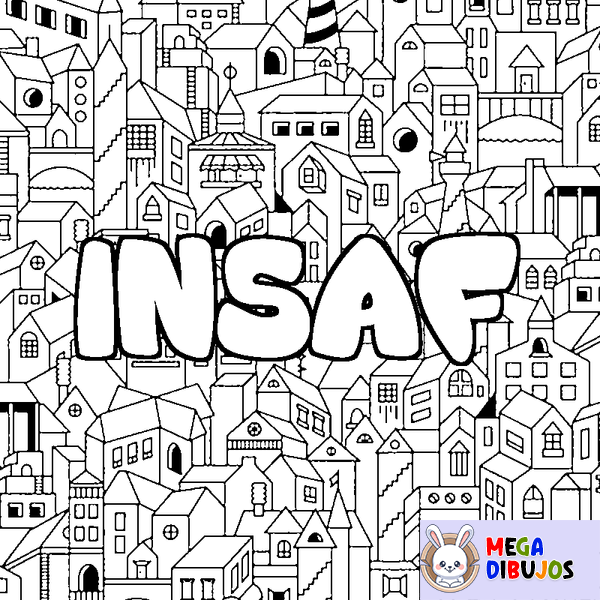 Coloraci&oacute;n del nombre INSAF - decorado ciudad