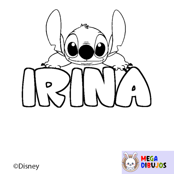 Coloraci&oacute;n del nombre IRINA - decorado Stitch