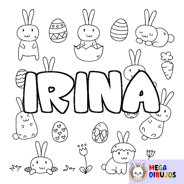 Coloraci&oacute;n del nombre IRINA - decorado Pascua