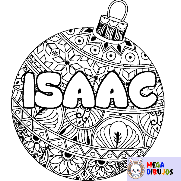 Coloraci&oacute;n del nombre ISAAC - decorado bola de Navidad