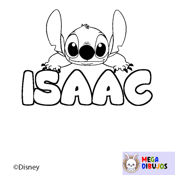 Coloraci&oacute;n del nombre ISAAC - decorado Stitch