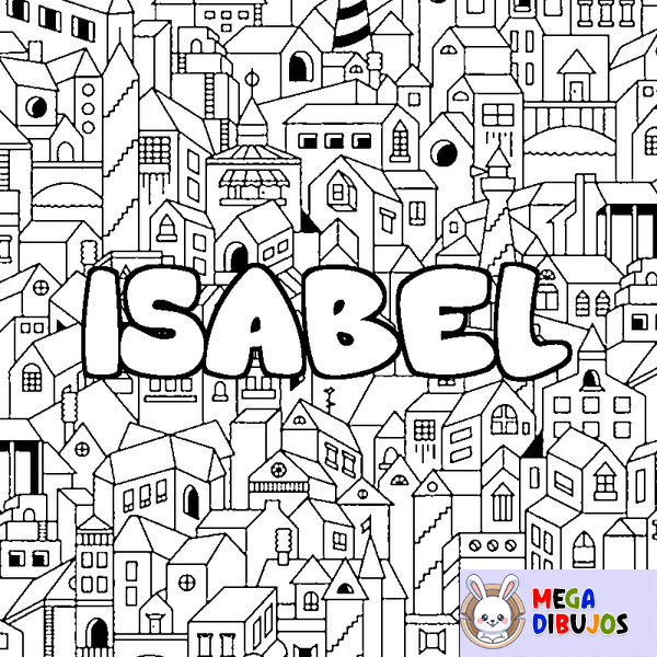 Coloraci&oacute;n del nombre ISABEL - decorado ciudad