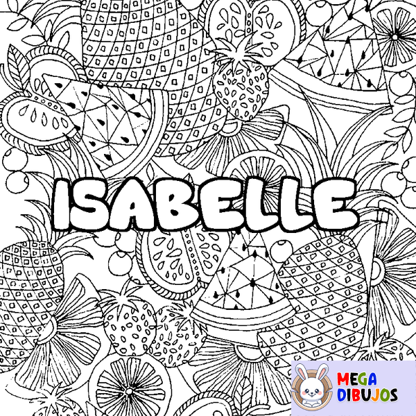 Coloraci&oacute;n del nombre ISABELLE - decorado mandala de frutas