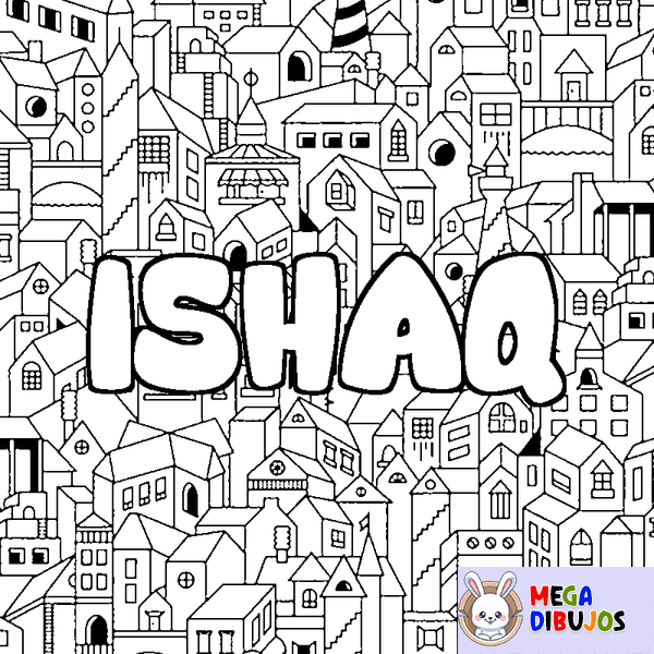 Coloraci&oacute;n del nombre ISHAQ - decorado ciudad