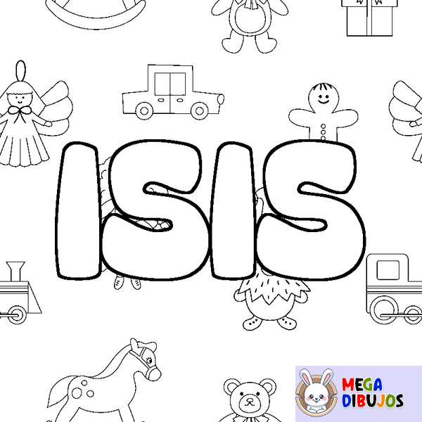 Coloraci&oacute;n del nombre ISIS - decorado juguetes