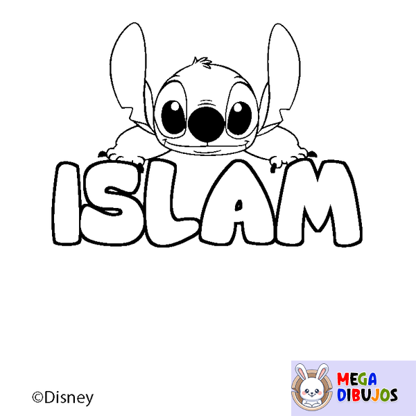 Coloraci&oacute;n del nombre ISLAM - decorado Stitch