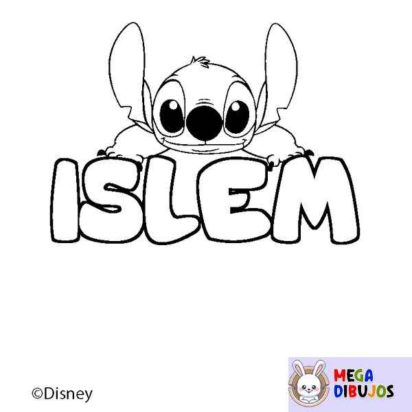 Coloraci&oacute;n del nombre ISLEM - decorado Stitch