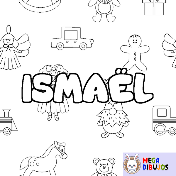 Coloraci&oacute;n del nombre ISMA&Euml;L - decorado juguetes