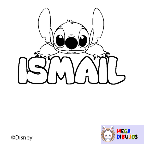 Coloraci&oacute;n del nombre ISMAIL - decorado Stitch