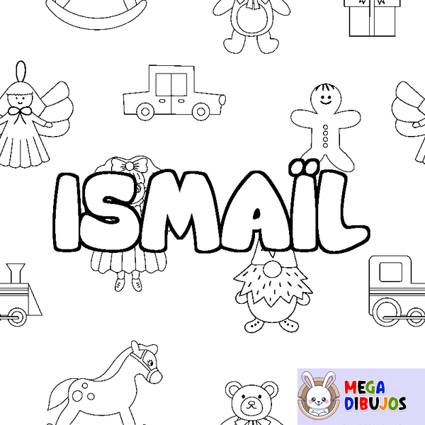 Coloraci&oacute;n del nombre ISMA&Iuml;L - decorado juguetes