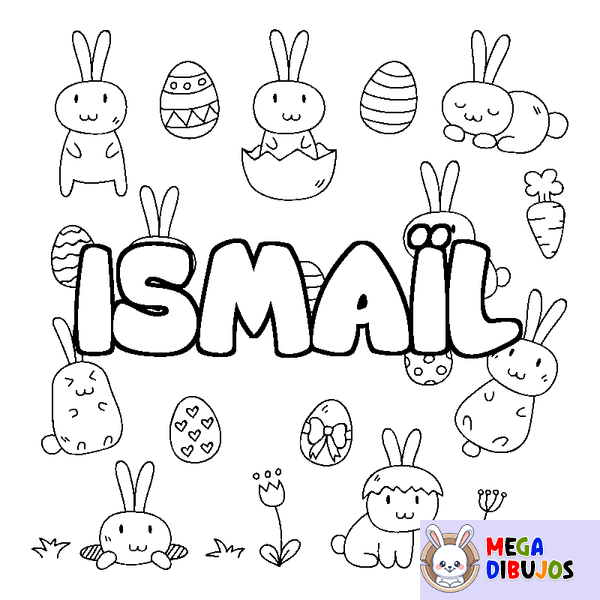 Coloraci&oacute;n del nombre ISMA&Iuml;L - decorado Pascua