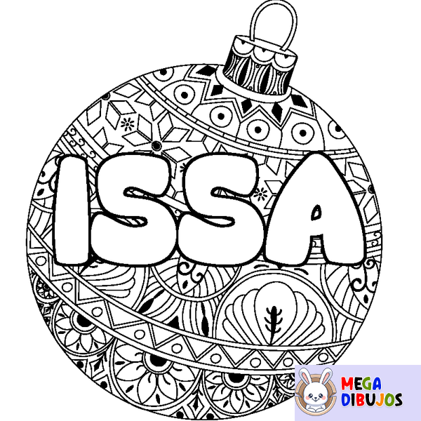 Coloraci&oacute;n del nombre ISSA - decorado bola de Navidad