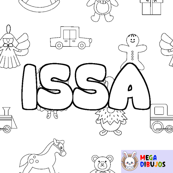 Coloraci&oacute;n del nombre ISSA - decorado juguetes