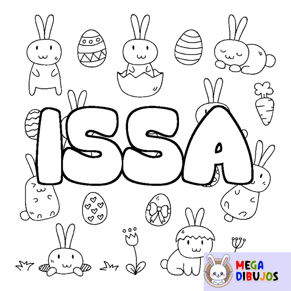 Coloraci&oacute;n del nombre ISSA - decorado Pascua