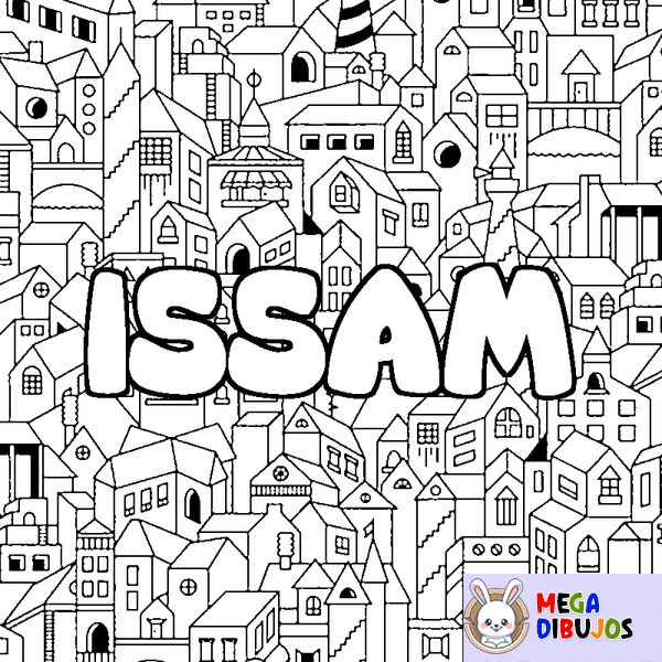 Coloraci&oacute;n del nombre ISSAM - decorado ciudad