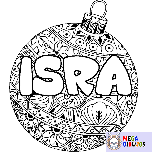 Coloraci&oacute;n del nombre ISRA - decorado bola de Navidad