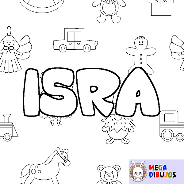 Coloraci&oacute;n del nombre ISRA - decorado juguetes