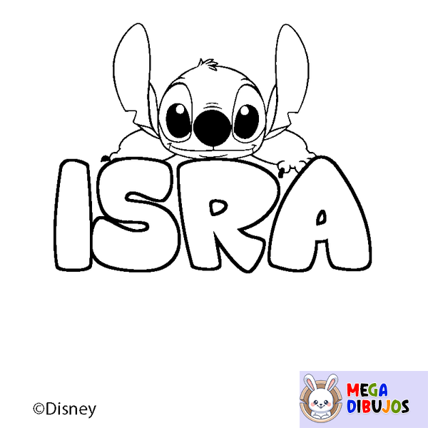 Coloraci&oacute;n del nombre ISRA - decorado Stitch