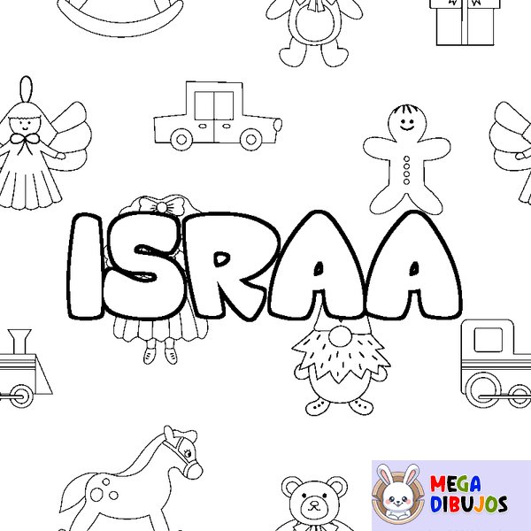 Coloraci&oacute;n del nombre ISRAA - decorado juguetes