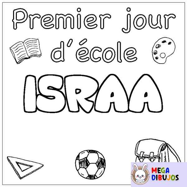 Coloraci&oacute;n del nombre ISRAA - decorado primer d&iacute;a de escuela
