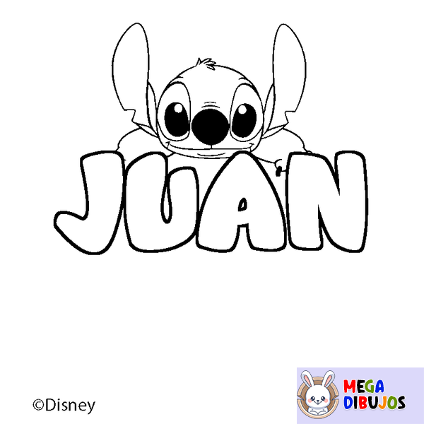 Coloraci&oacute;n del nombre JUAN - decorado Stitch