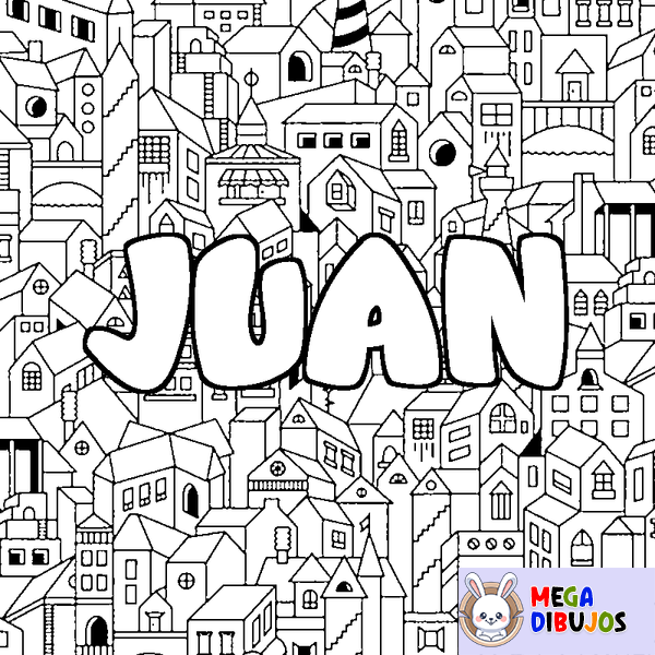 Coloraci&oacute;n del nombre JUAN - decorado ciudad