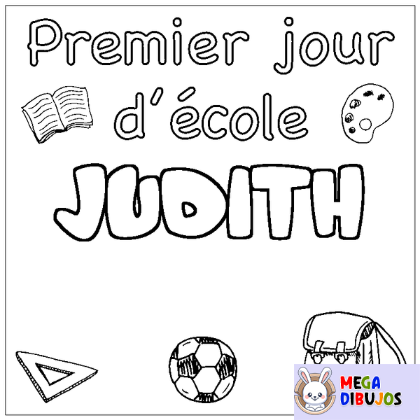 Coloraci&oacute;n del nombre JUDITH - decorado primer d&iacute;a de escuela