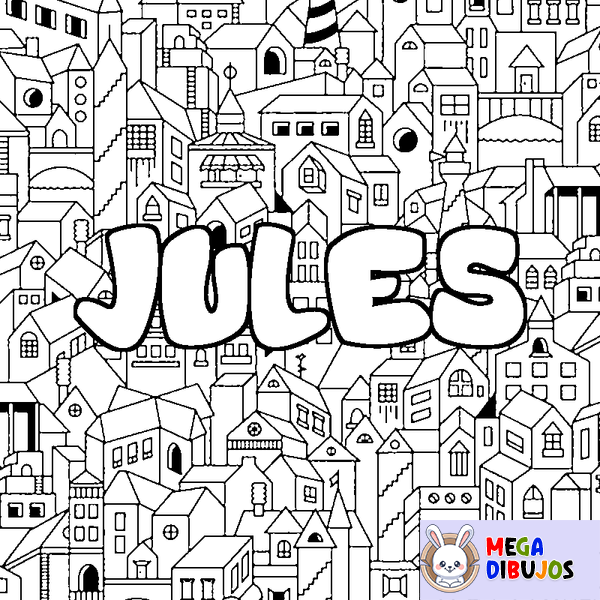 Coloraci&oacute;n del nombre JULES - decorado ciudad