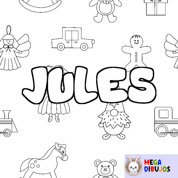 Coloraci&oacute;n del nombre JULES - decorado juguetes