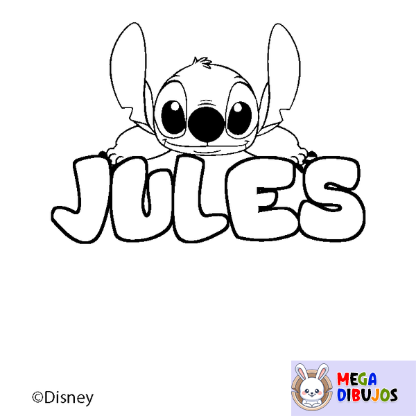 Coloraci&oacute;n del nombre JULES - decorado Stitch